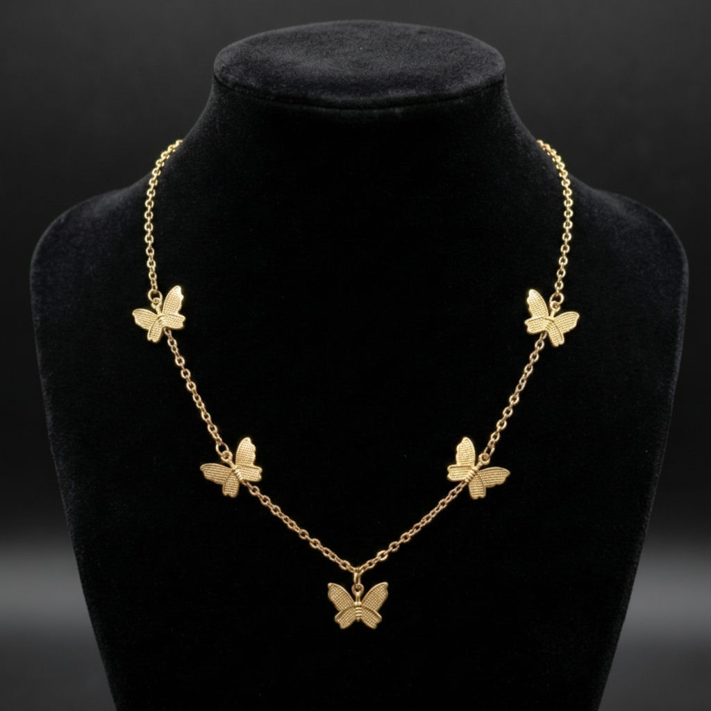 Golden Locket with 5 Butterfly Charms in Gift Packing