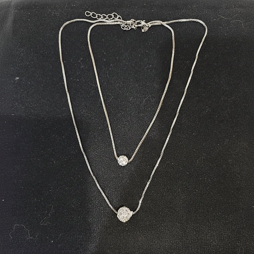 Silver Crystal Ball Charms Locket in Gift Packing
