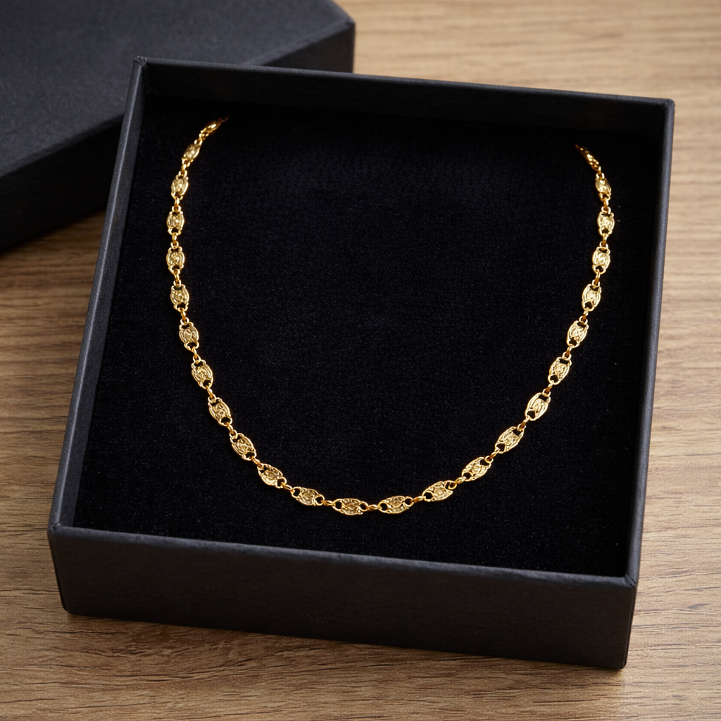Trendy Golden Leaf Shape Chain in Gift Packing