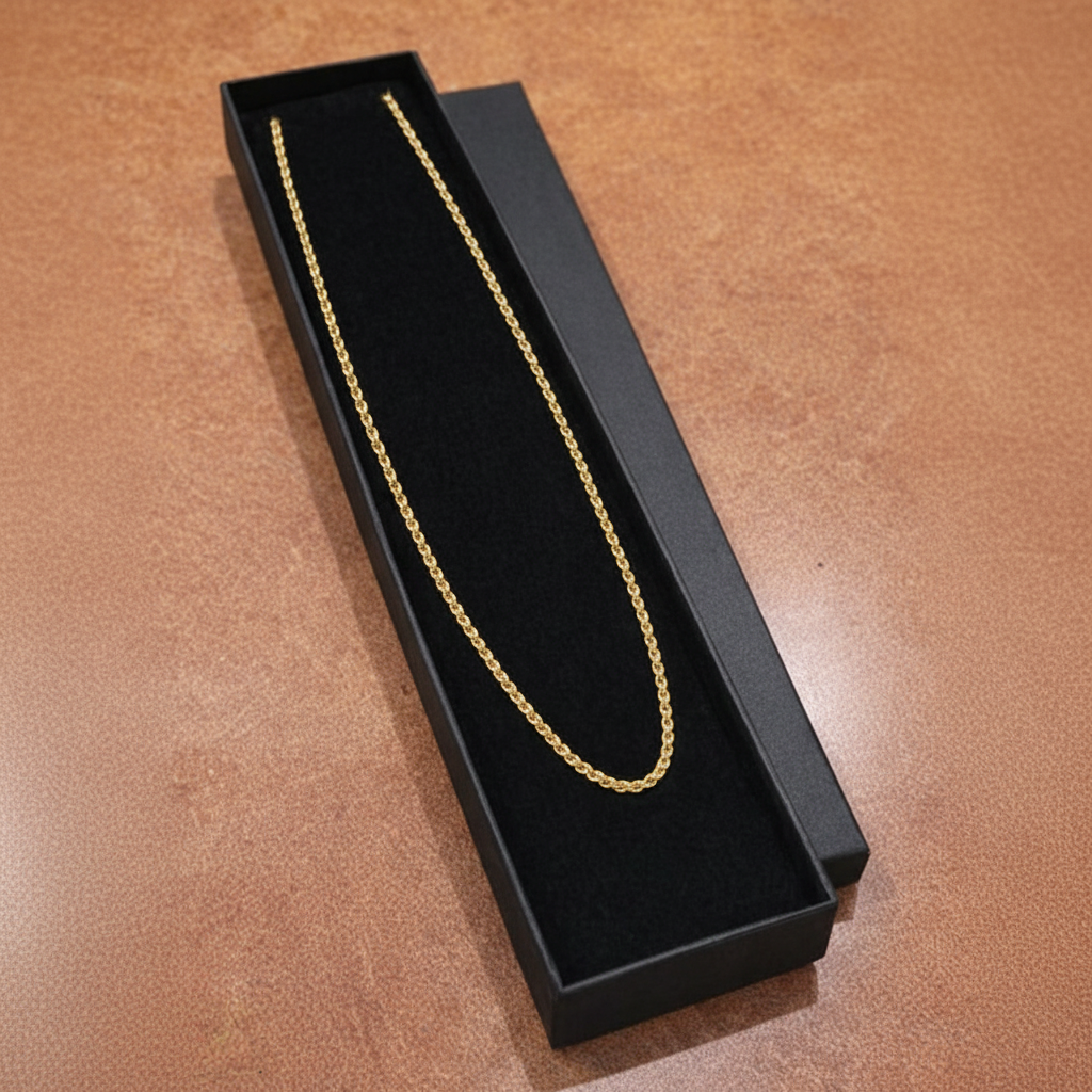 Golden Metallic Rope Style Chain in Gift Packing