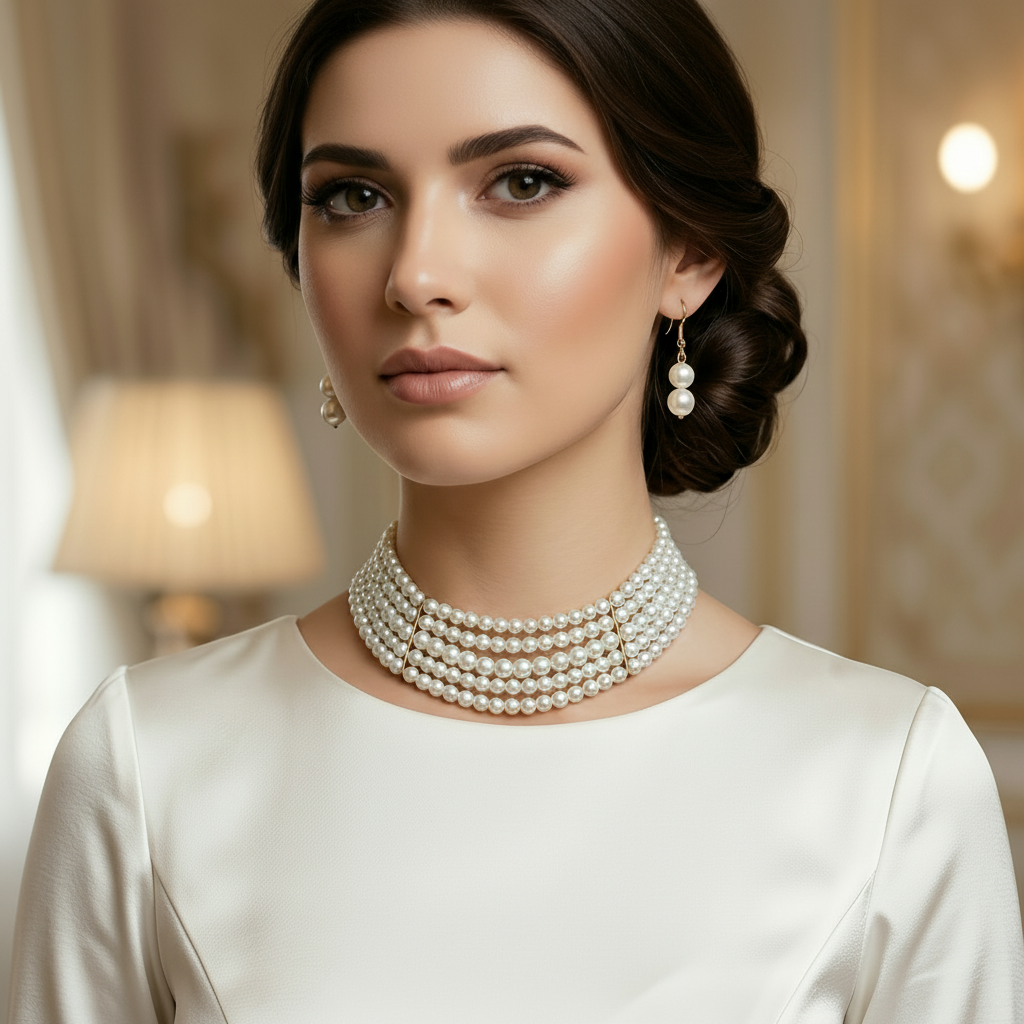 3-Pcs Set of Stylish Pearl Necklace with Earrings in Gift Packing