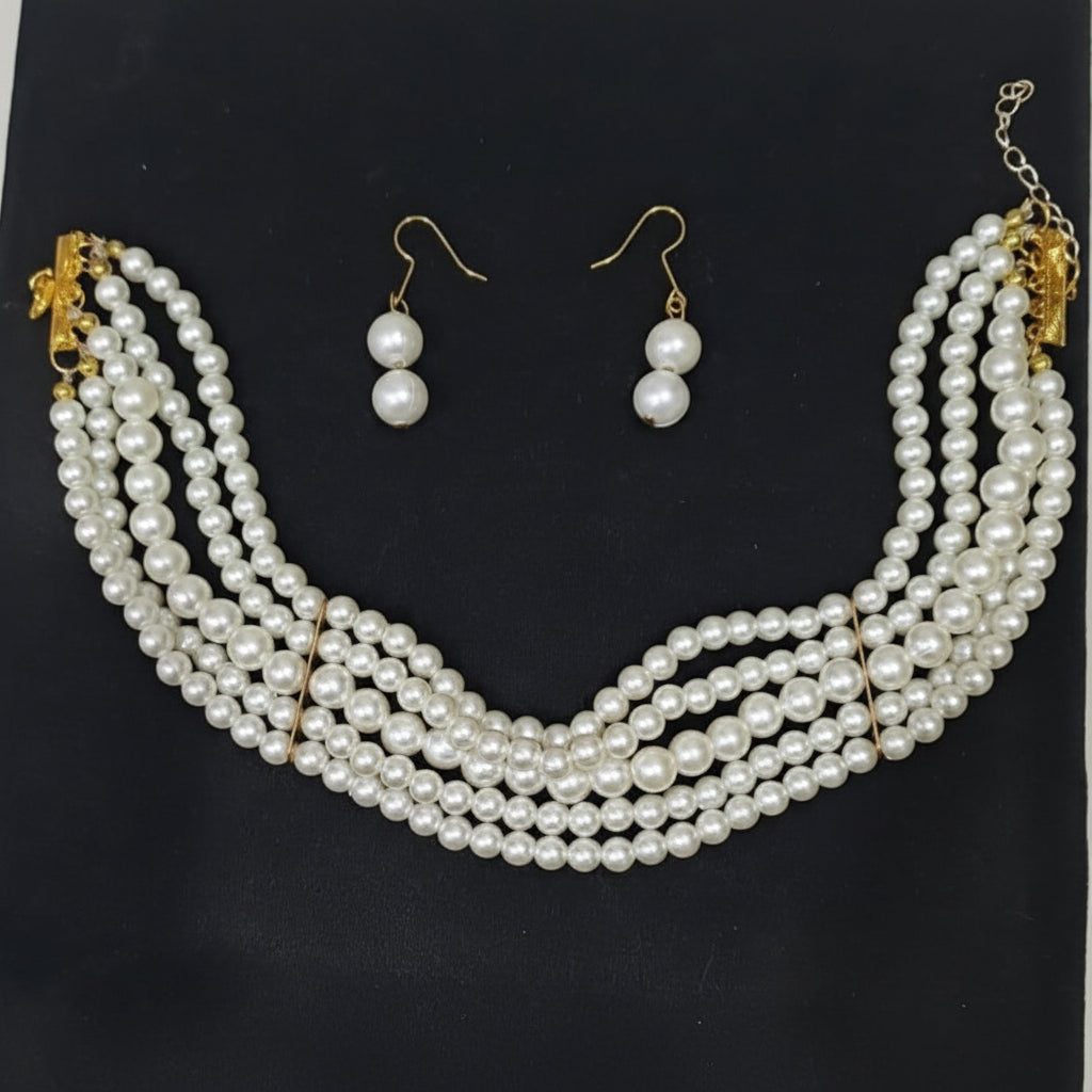 3-Pcs Set of Stylish Pearl Necklace with Earrings in Gift Packing