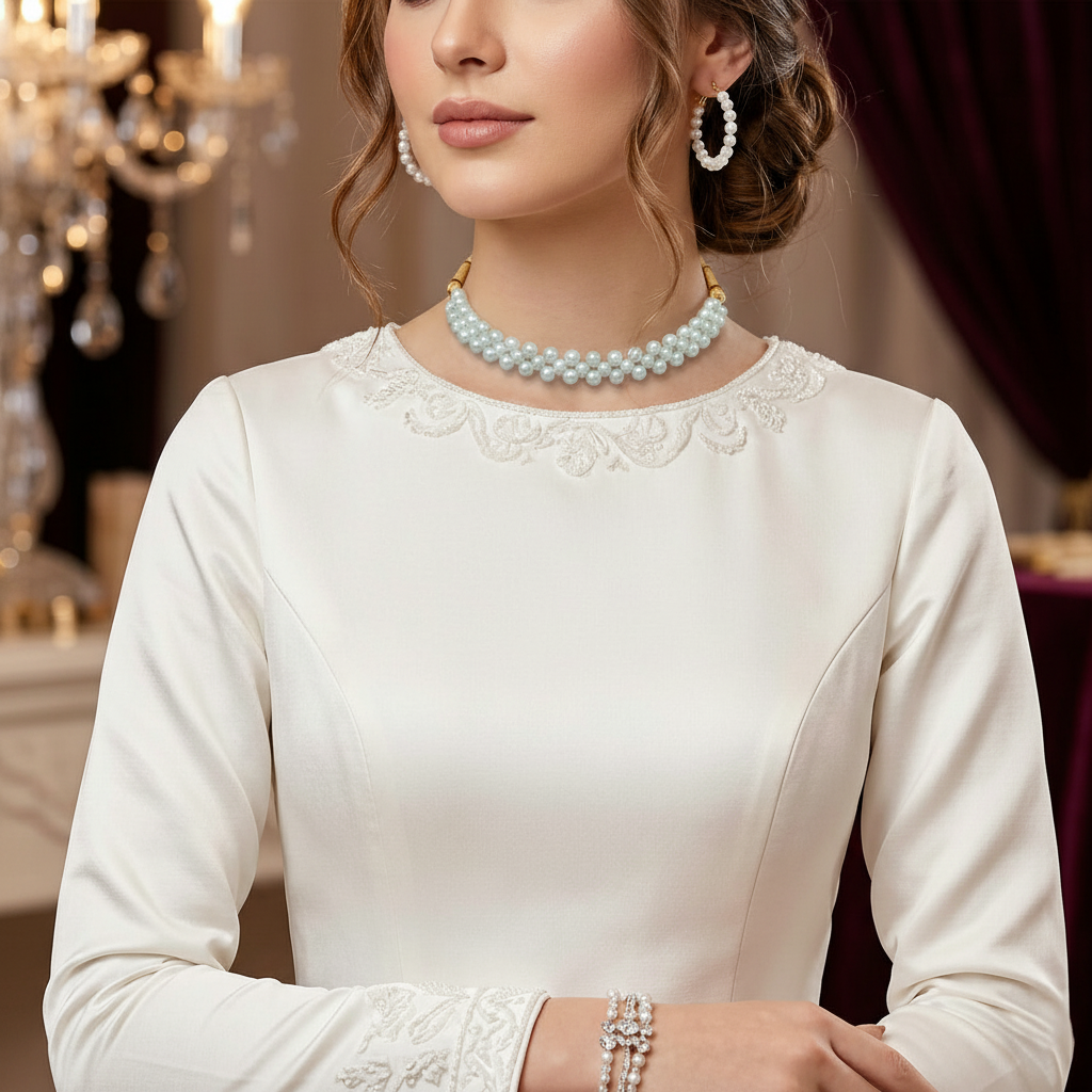 3-Pcs Set of Stylish Pearl Necklace with Earrings in Gift Packing