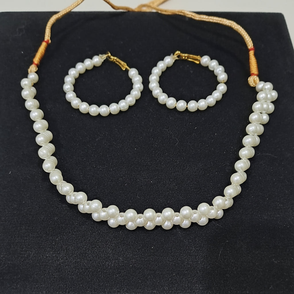 3-Pcs Set of Stylish Pearl Necklace with Earrings in Gift Packing