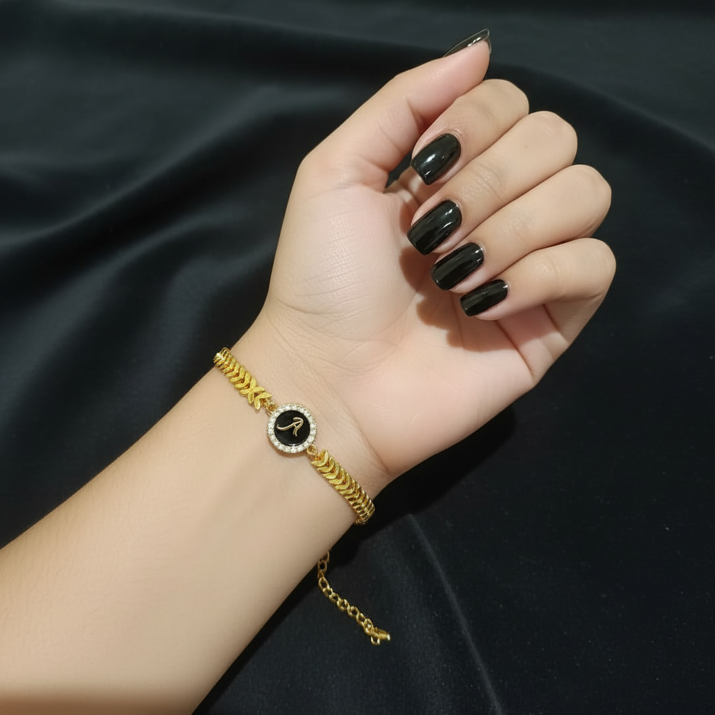 Golden Alphabet”A” Bracelet in Gift Packing