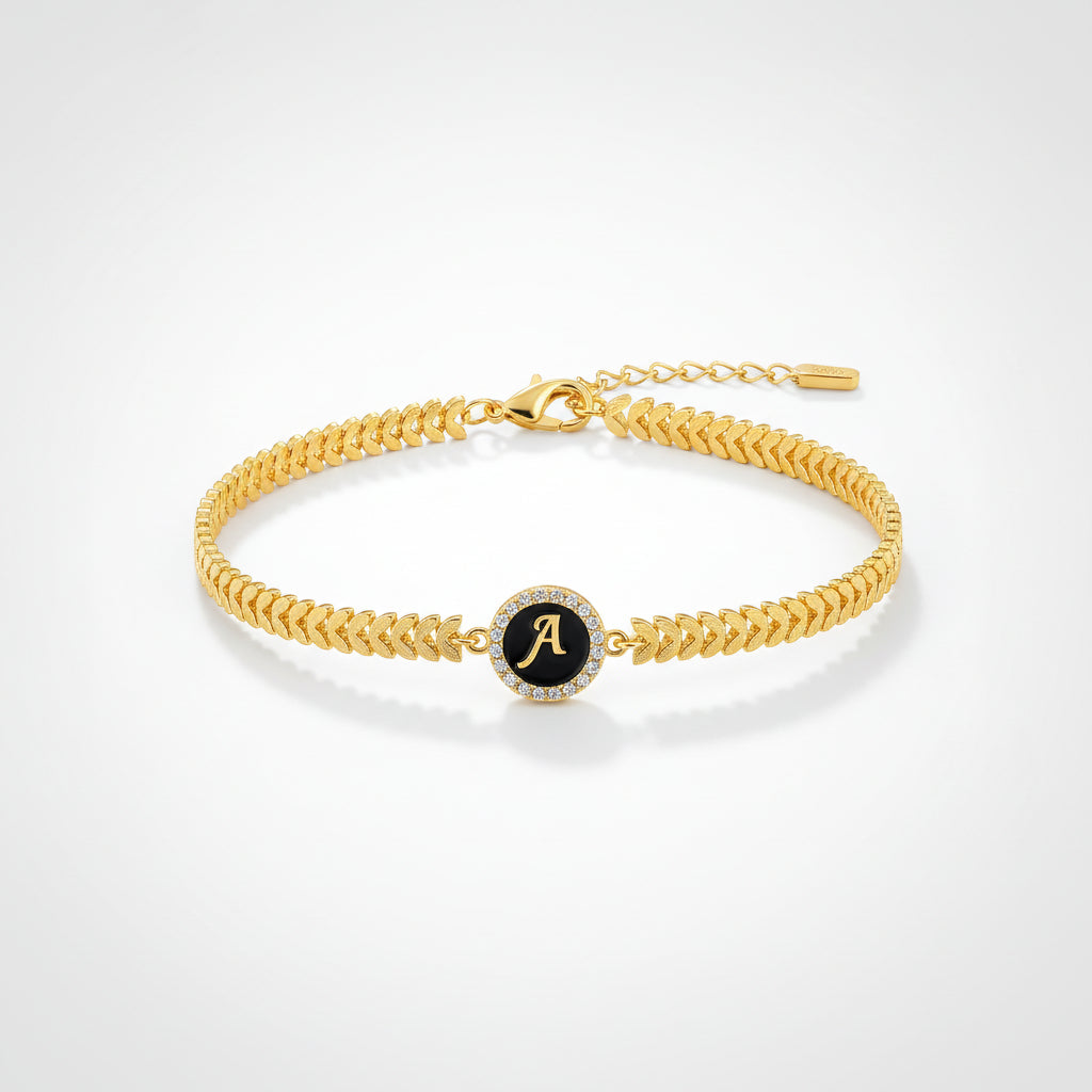 Golden Alphabet”A” Bracelet in Gift Packing