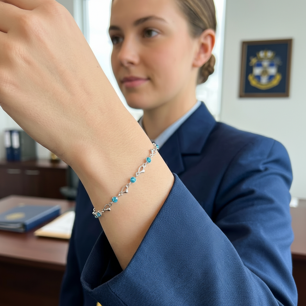 Silver Bracelet with Light Blue Gemstones in Gift Packing