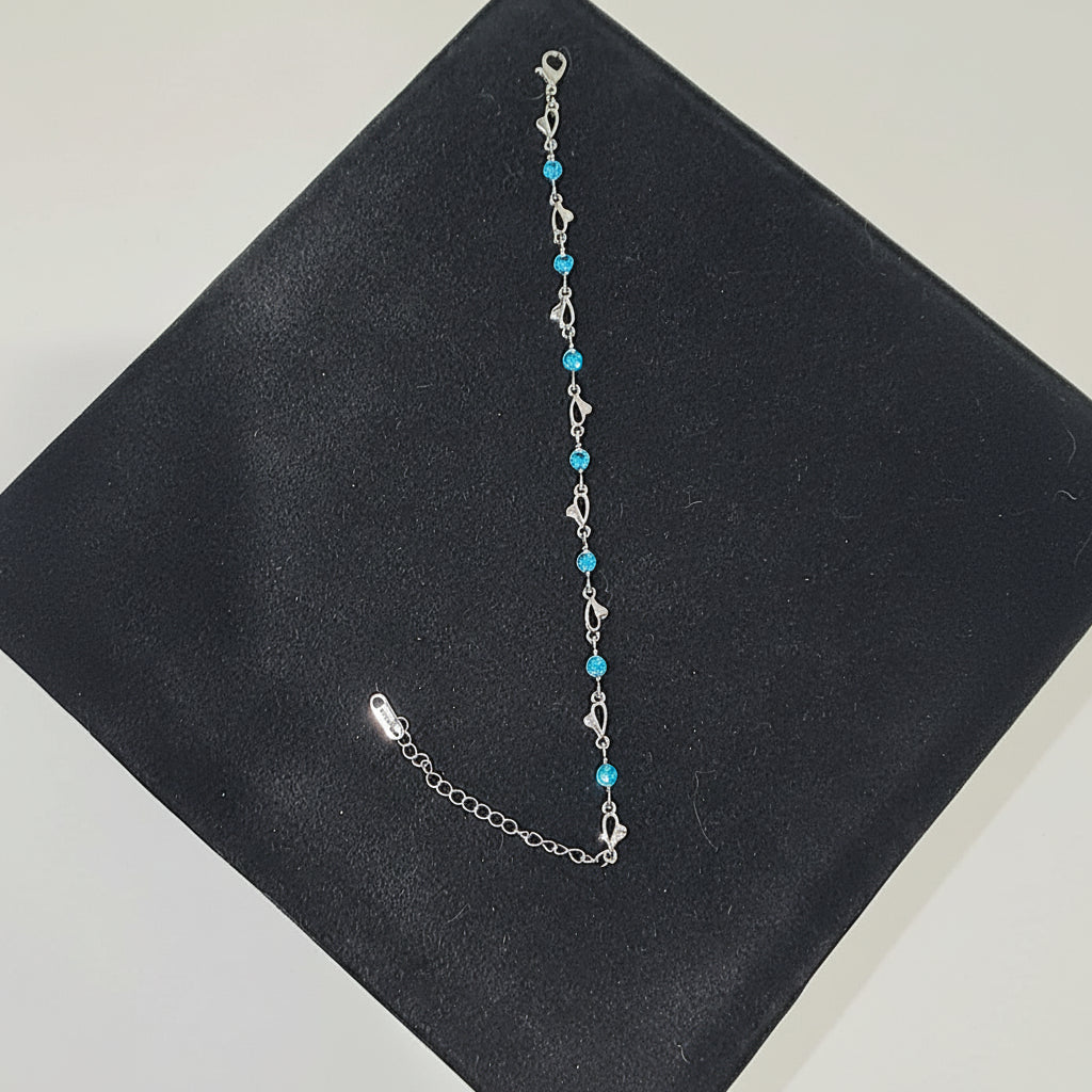 Silver Bracelet with Light Blue Gemstones in Gift Packing
