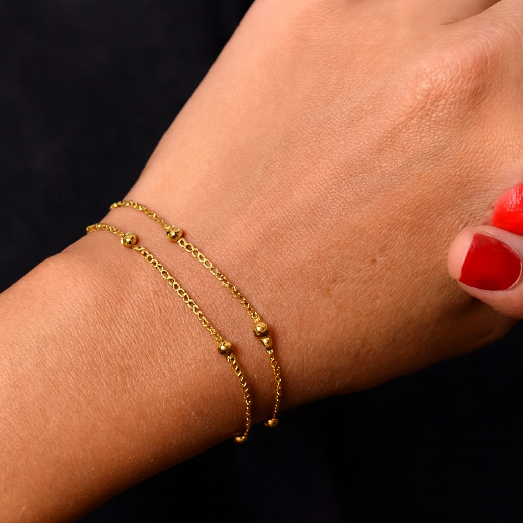 Golden Bracelet with Beads in Gift Packing