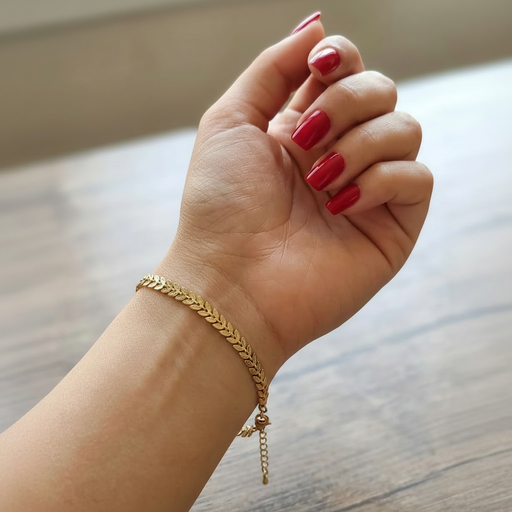 Golden Fishbone style Bracelet in Gift Packing