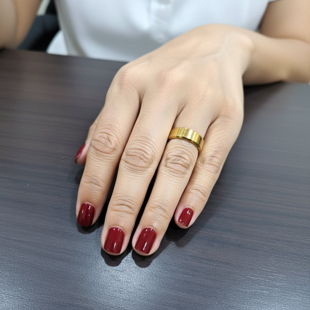 Classic Golden Flat Ring in Gift Packing