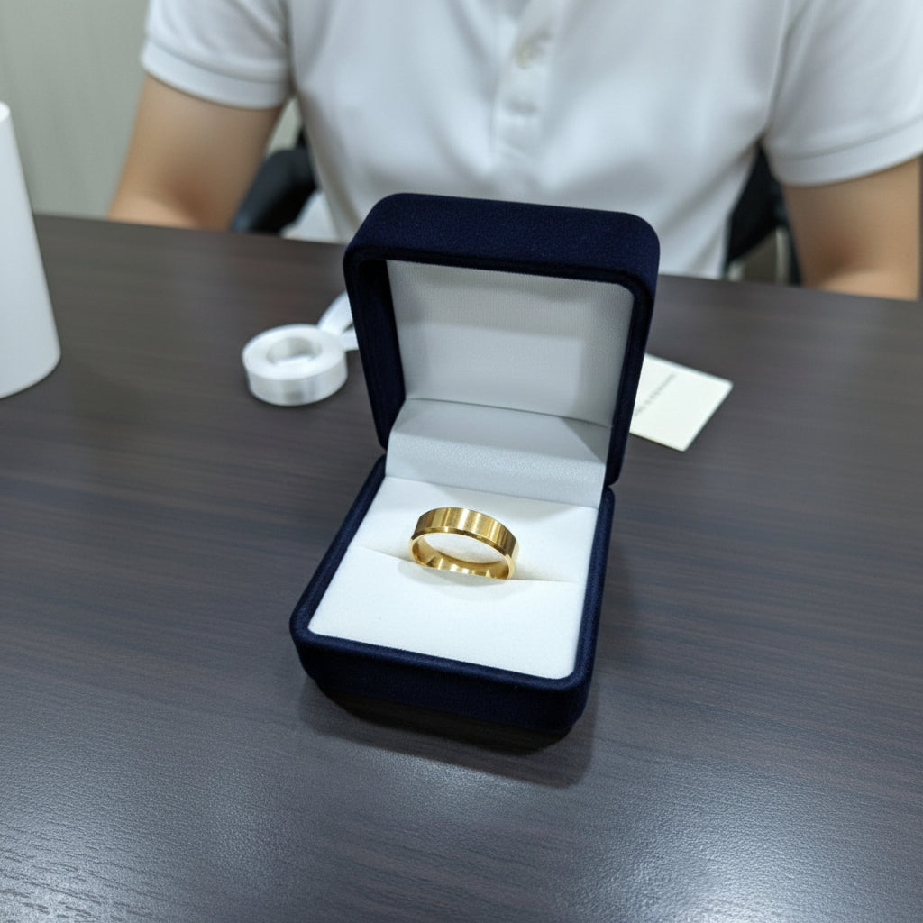 Classic Golden Flat Ring in Gift Packing