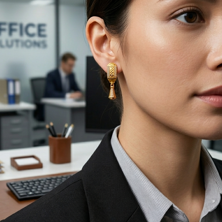 European Style Golden Earrings with Crystals in Gift Packing