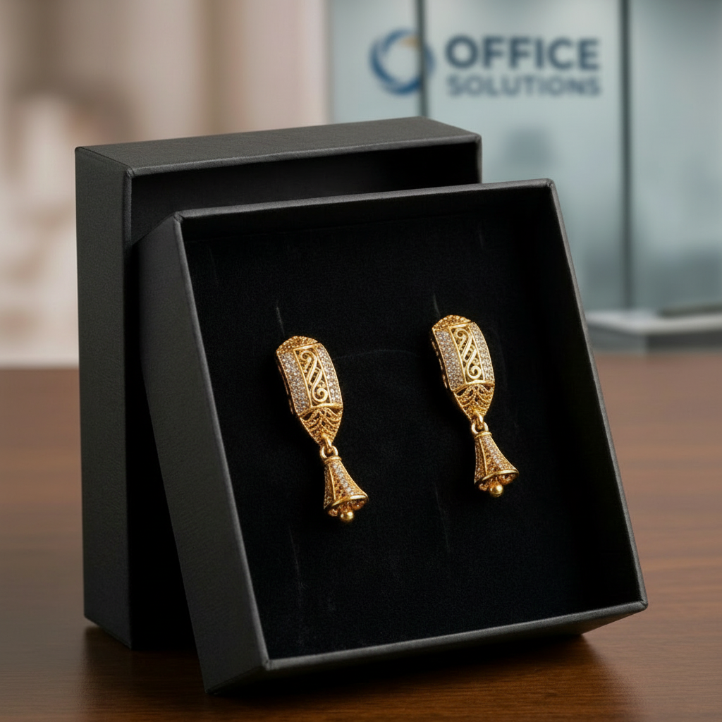 European Style Golden Earrings with Crystals in Gift Packing