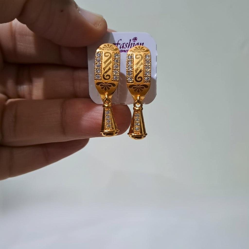 European Style Golden Earrings with Crystals in Gift Packing