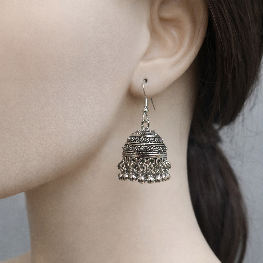 Traditional Silver Earrings (Jhumkay) in Gift Packing