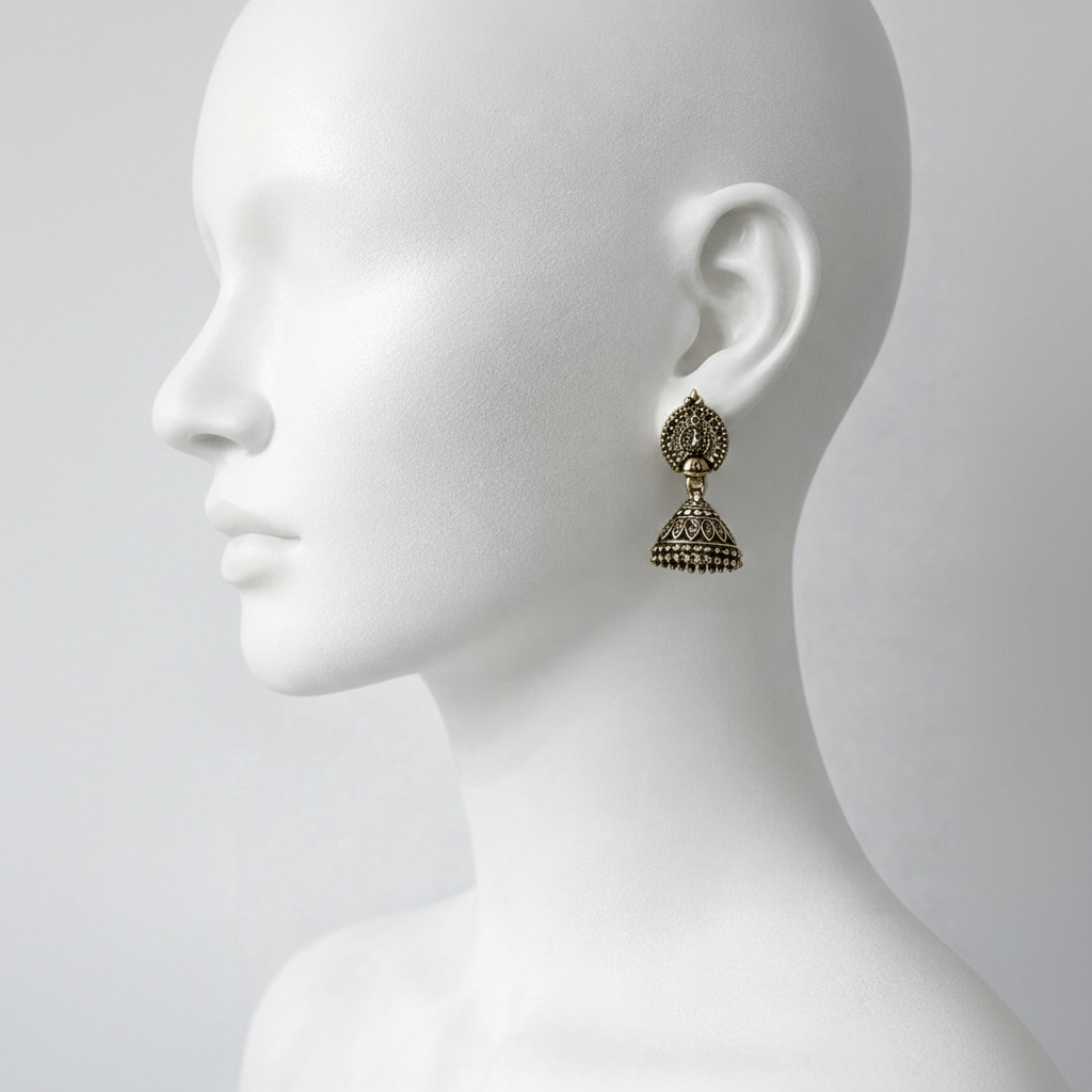 Traditional Antique Golden Earrings (Small Jhumkay) in Gift Packing