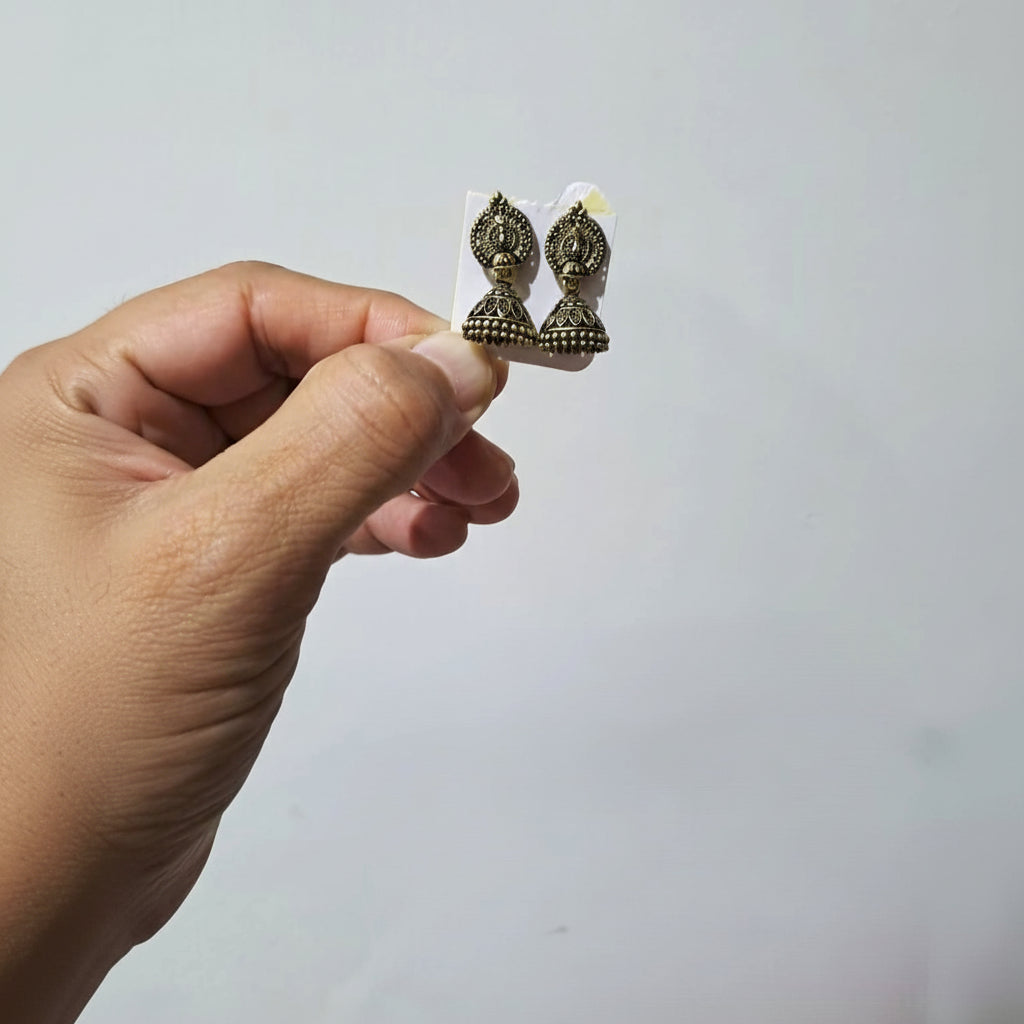 Traditional Antique Golden Earrings (Small Jhumkay) in Gift Packing
