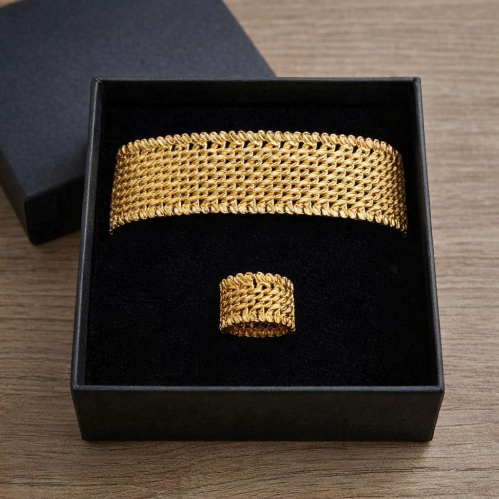 Pack of Golden Bracelet & Ring in Gift Packing