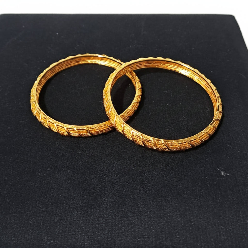 Pack of 2 Traditional Golden Bangles (Kangan) in Gift Packing
