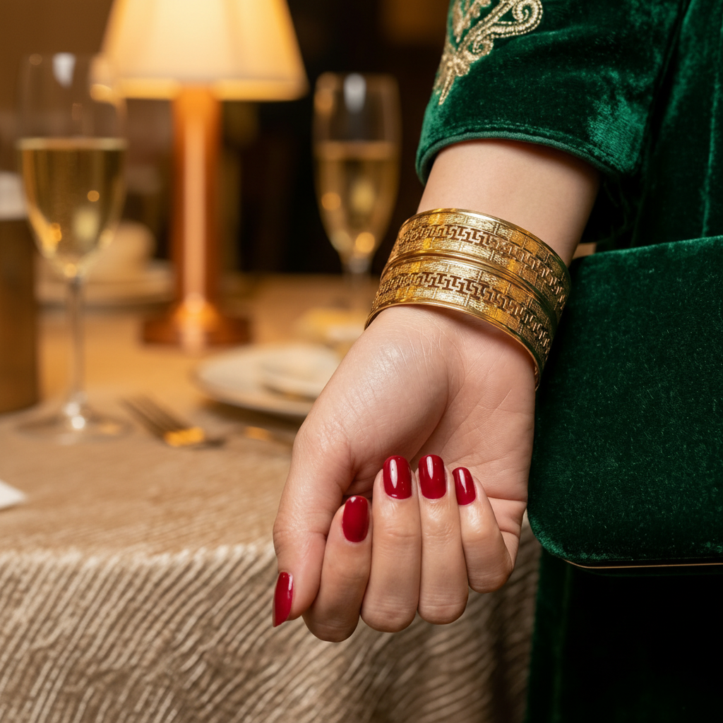 Pack of 2 Traditional Golden Bangles (Kangan) in Gift Packing