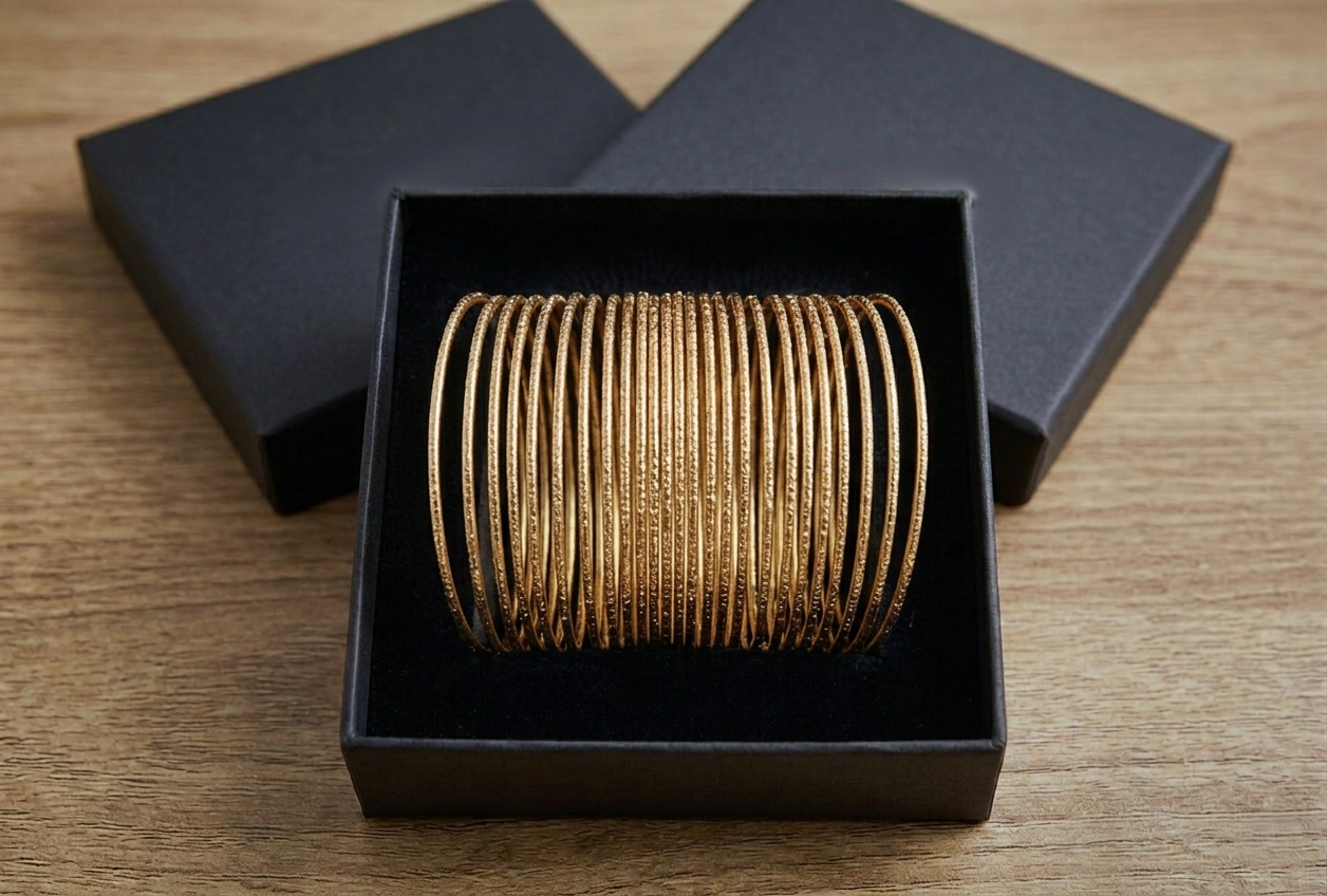 Pack of 24 Golden Lightweight and thin trending Bangles in Gift Packing