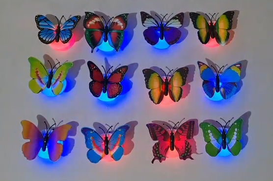 Pack of 4 Multicolour LED Butterflies for Kids Toys Cabinet