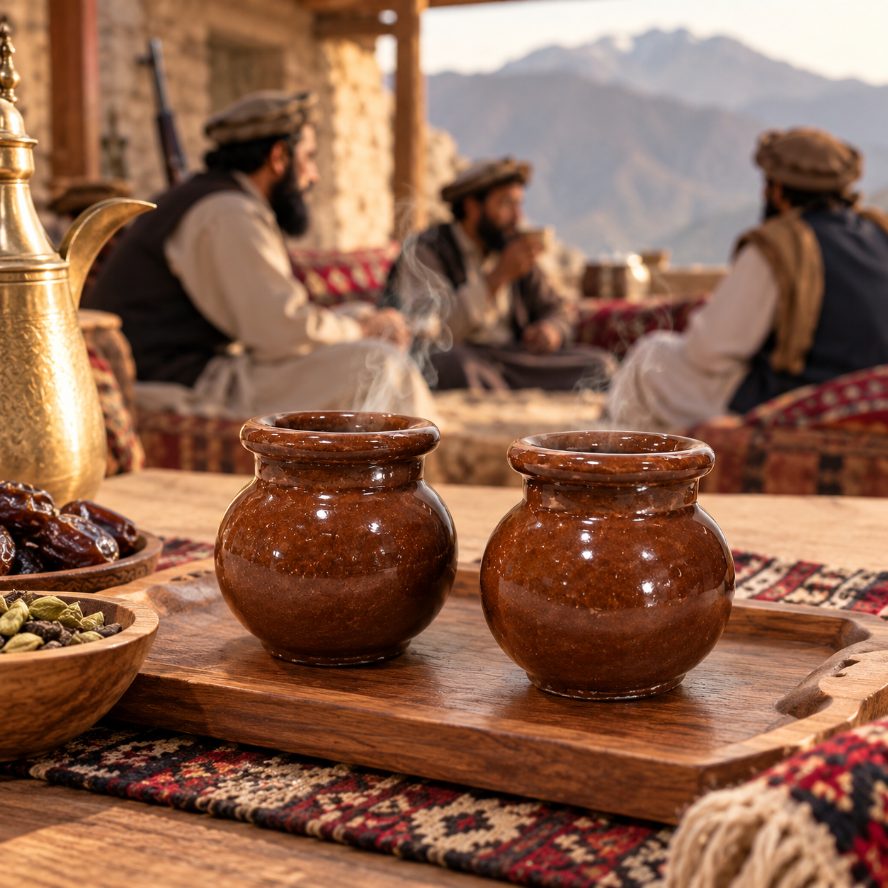 2-Pcs Set of Handmade Brown Colour Ceramics Matki Style Qahwa/Chai Pots