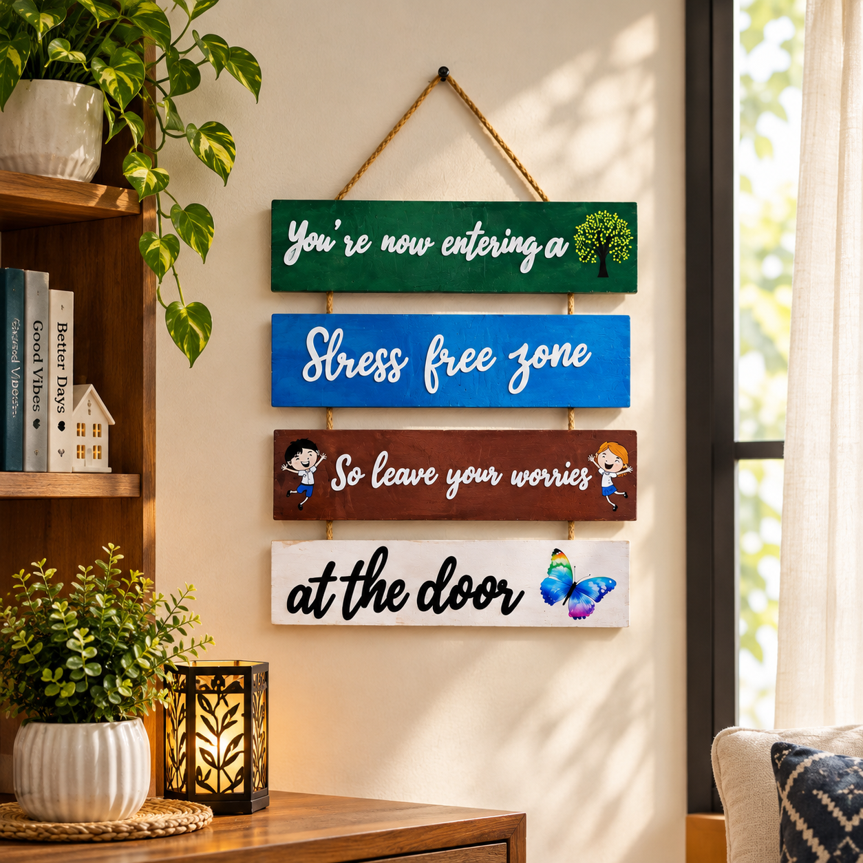 4-Tier Wooden Wall Hanging Quotes