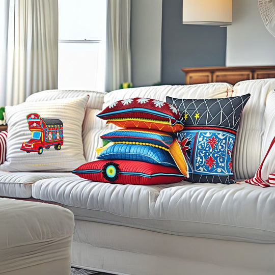 Truck Art Embroidered Cushion Cover (Unfilled) – 2Pcs Set