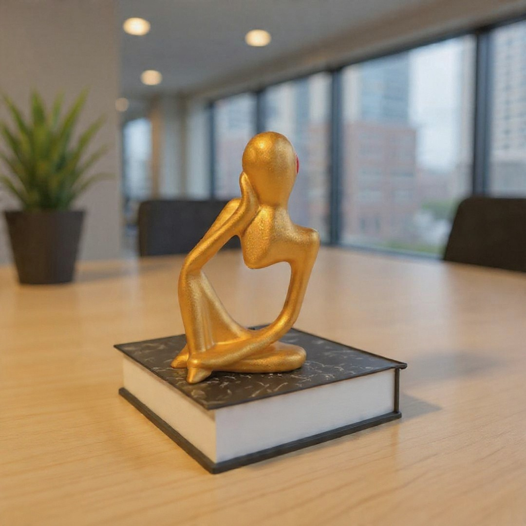 Golden Abstract Thinking Statue