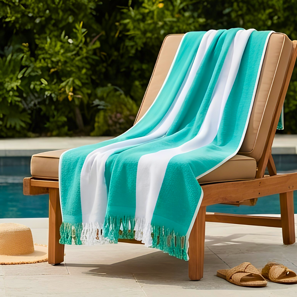 Premium Quality Yarn Dyed Bath Sheet (Green-White Stripes)