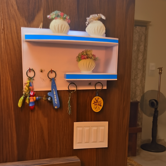 Wall Mounted 6 Hooks Key-Holder with Shelf for Home Decor