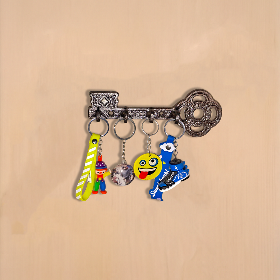 Wall Mounted Key Shape Holder with 4 Hooks