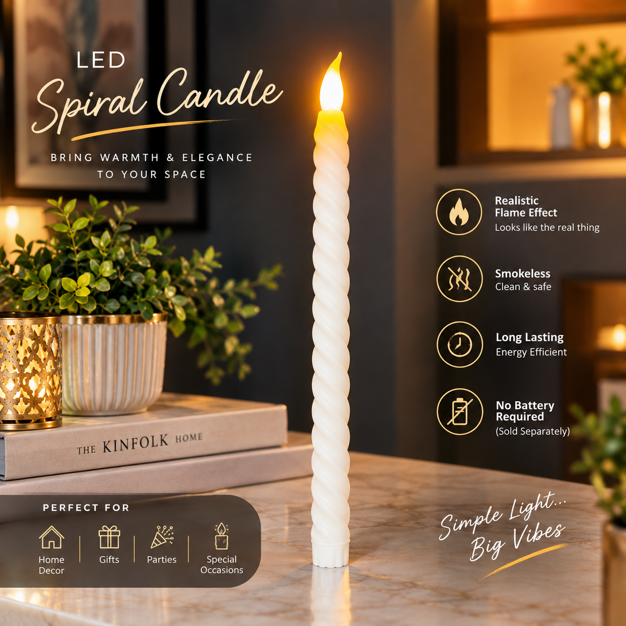 01 LED Smokeless Spiral Candle (without stand & without Battery/Cells)