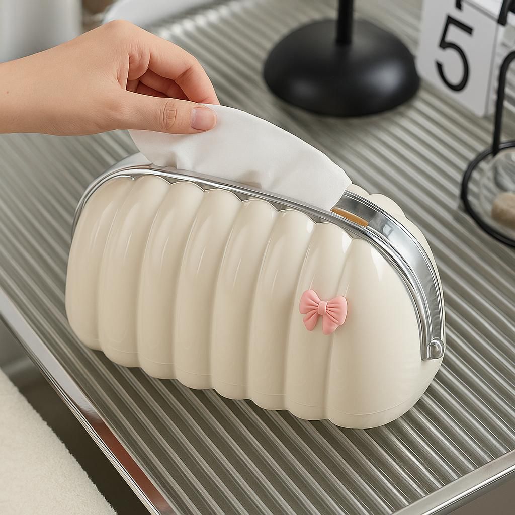 White Shell Shaped Tissue Box