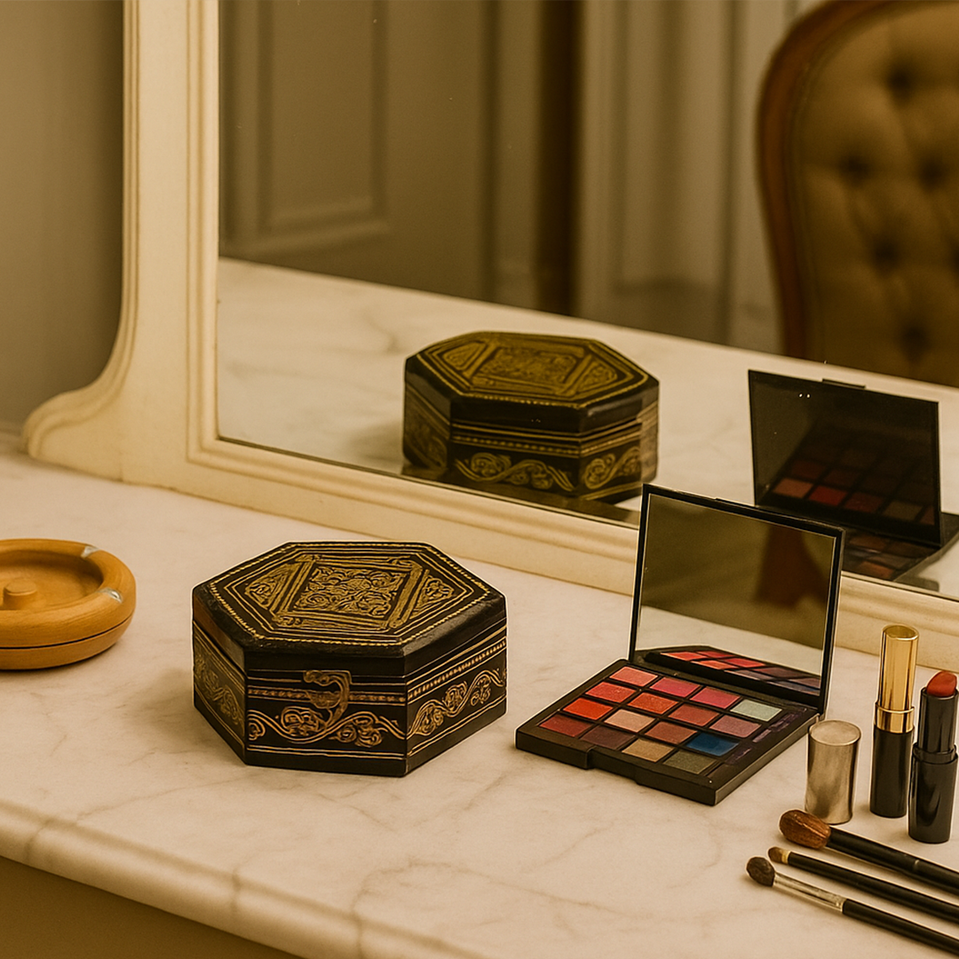 Wooden Artistic Naqshi Design Octagona Jewelley Box