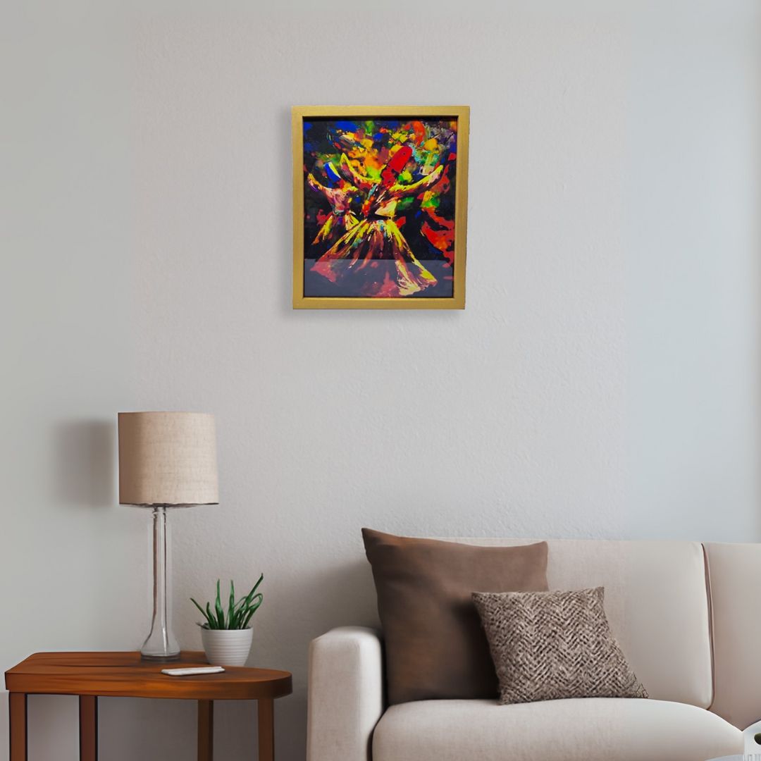 Wooden Wall Hanging Photo Frame with Glass at Front (Sufi Art)