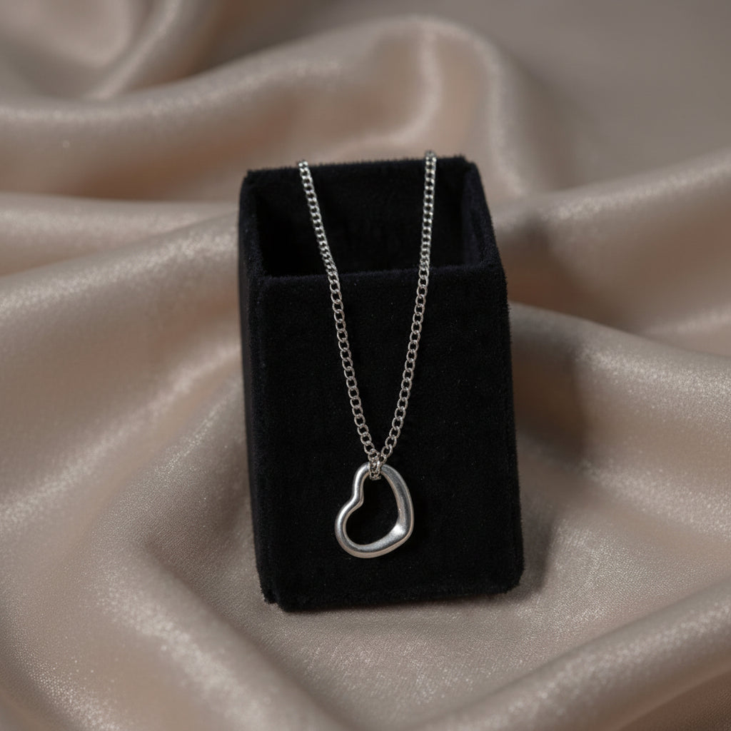 Silver Metallic Heart Charm Locket in Gift Packing