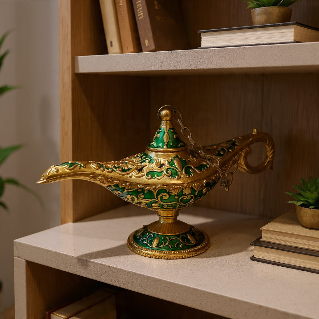 Golden-Green Metallic Aladdin Genie Light Lamp
