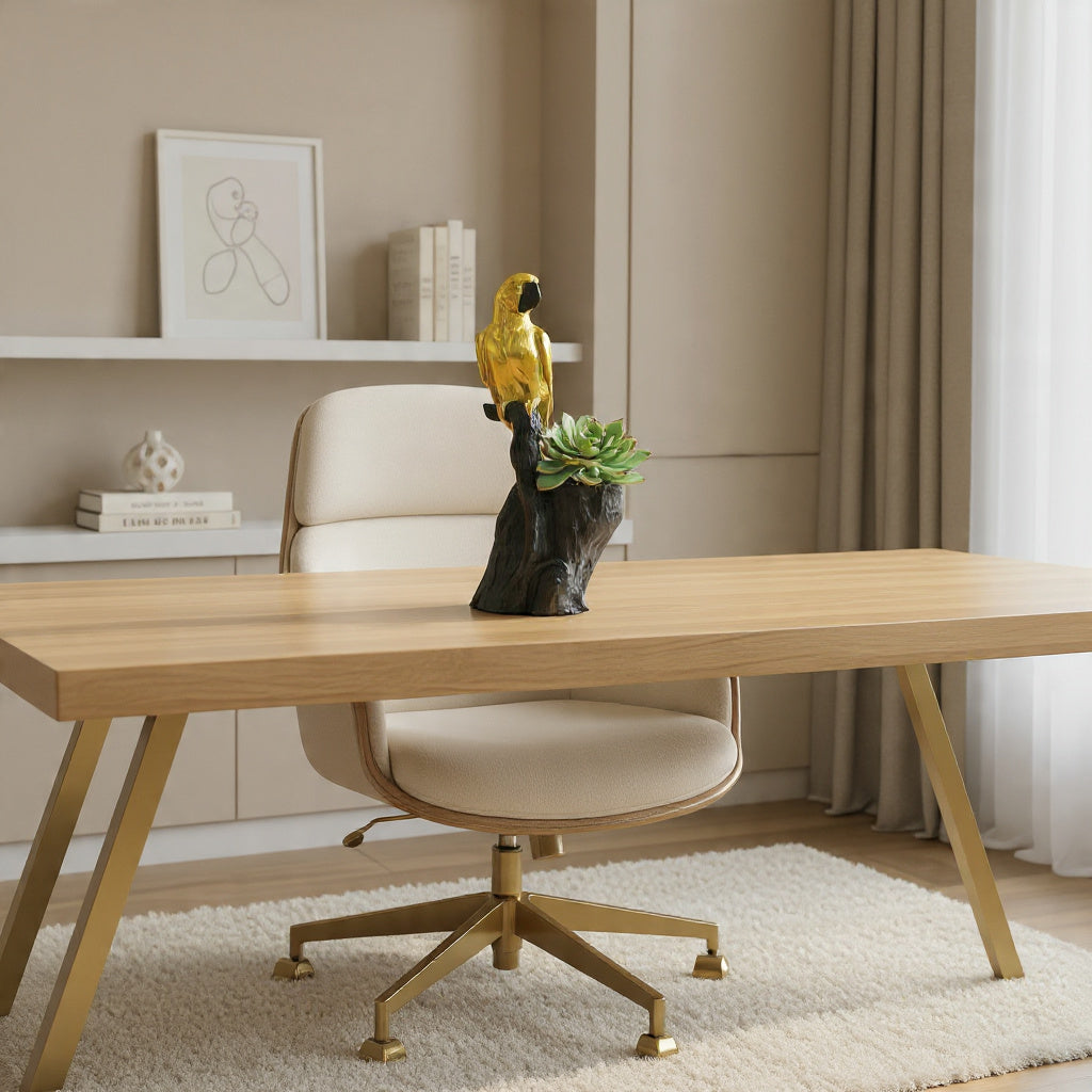 Golden Resin Parrot on Tree Stem