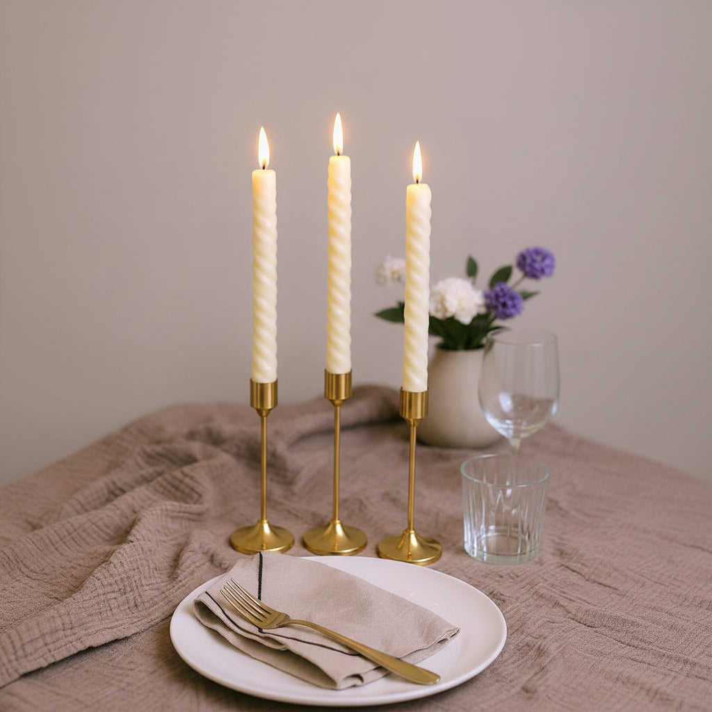 Set of 3 Golden Metallic Candle Holders (without Candles)