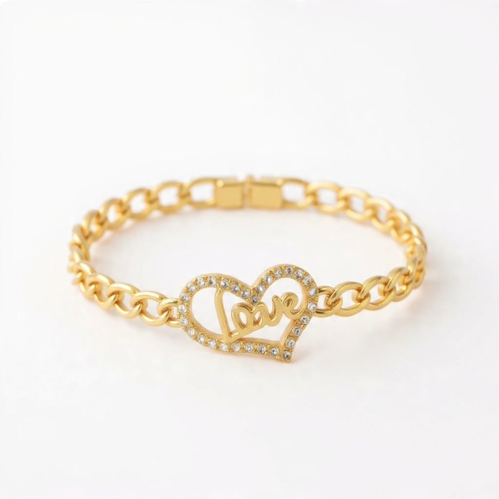 Golden Stone Heart Love Bracelet in Gift Packing