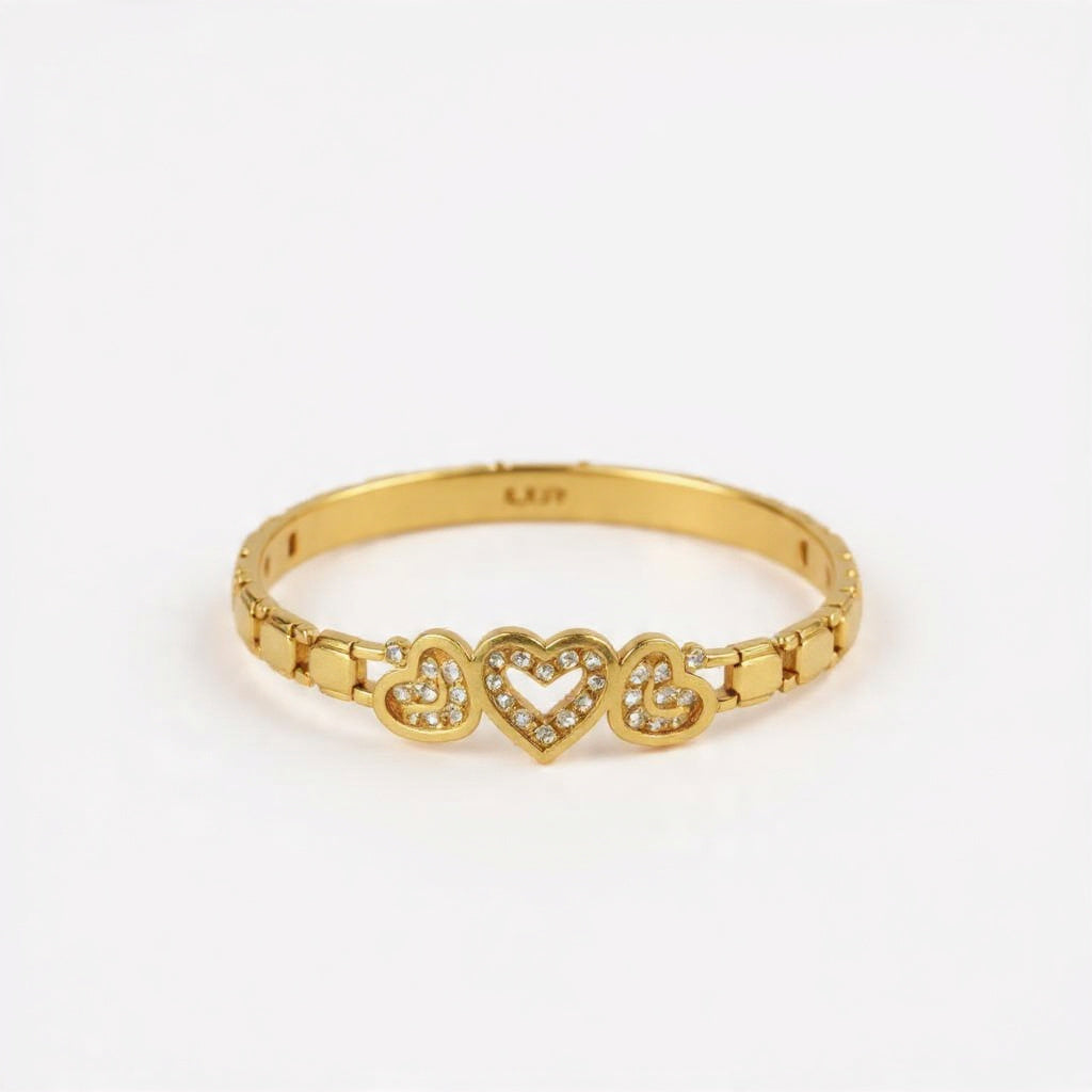 Premium Alloy Golden Heart Zircon Bracelet in Gift Packing
