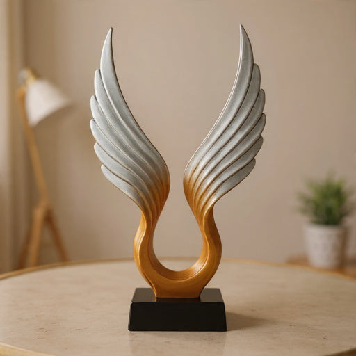 Twin Colours Spread Wings Nortic Statue on Black Base