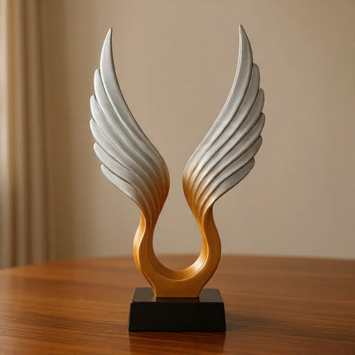 Twin Colours Spread Wings Nortic Statue on Black Base