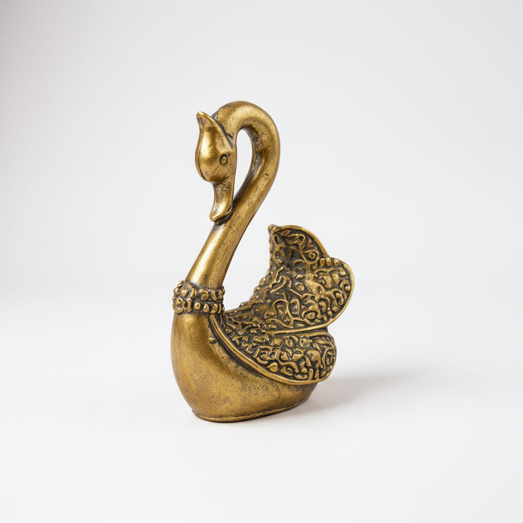 Set of 2 Statues of Antique Golden Ducks