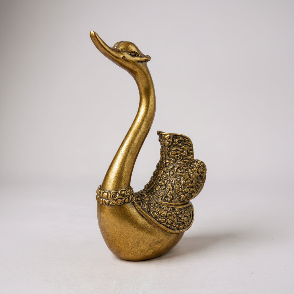 Set of 2 Statues of Antique Golden Ducks