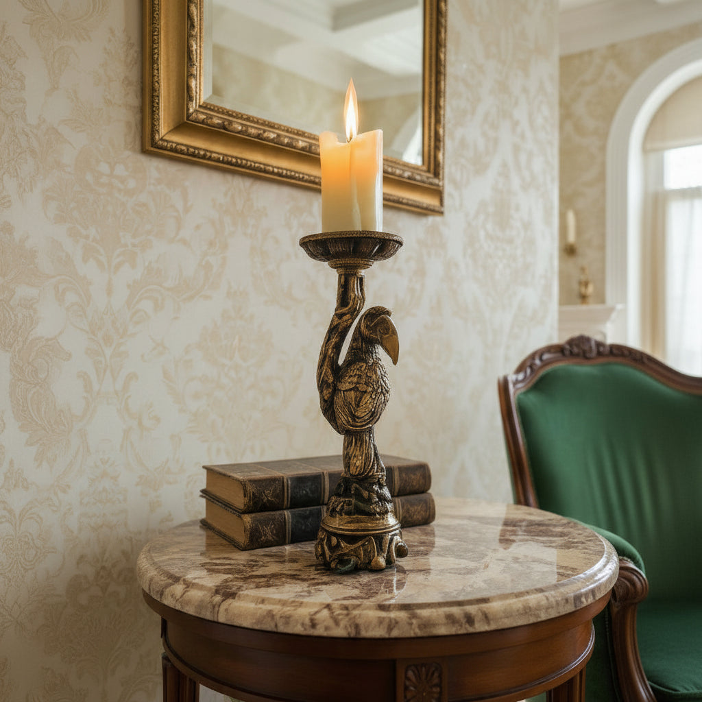 Antique Golden Sculpture of an Eagle with Candle Stick (without Candle)