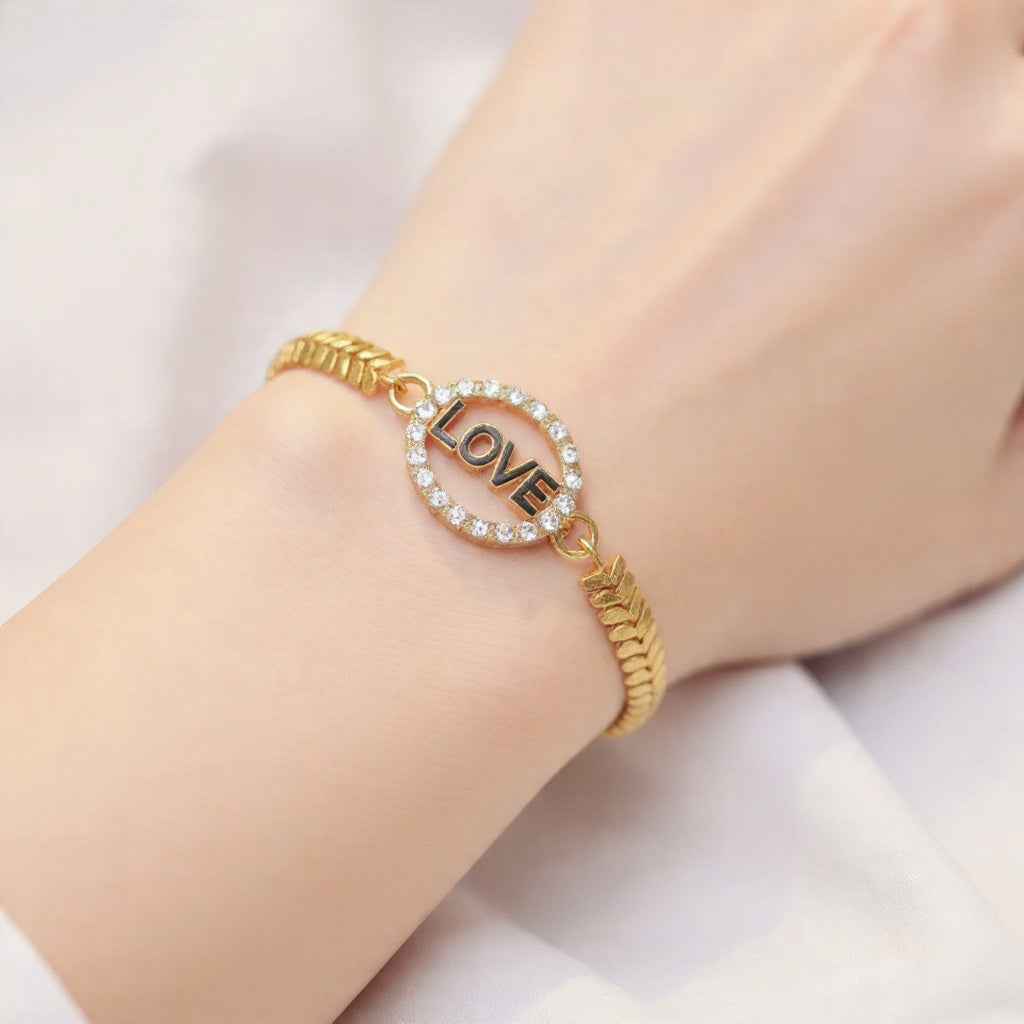 Gold Alloy Love Zircon Bracelet in Gift Packing